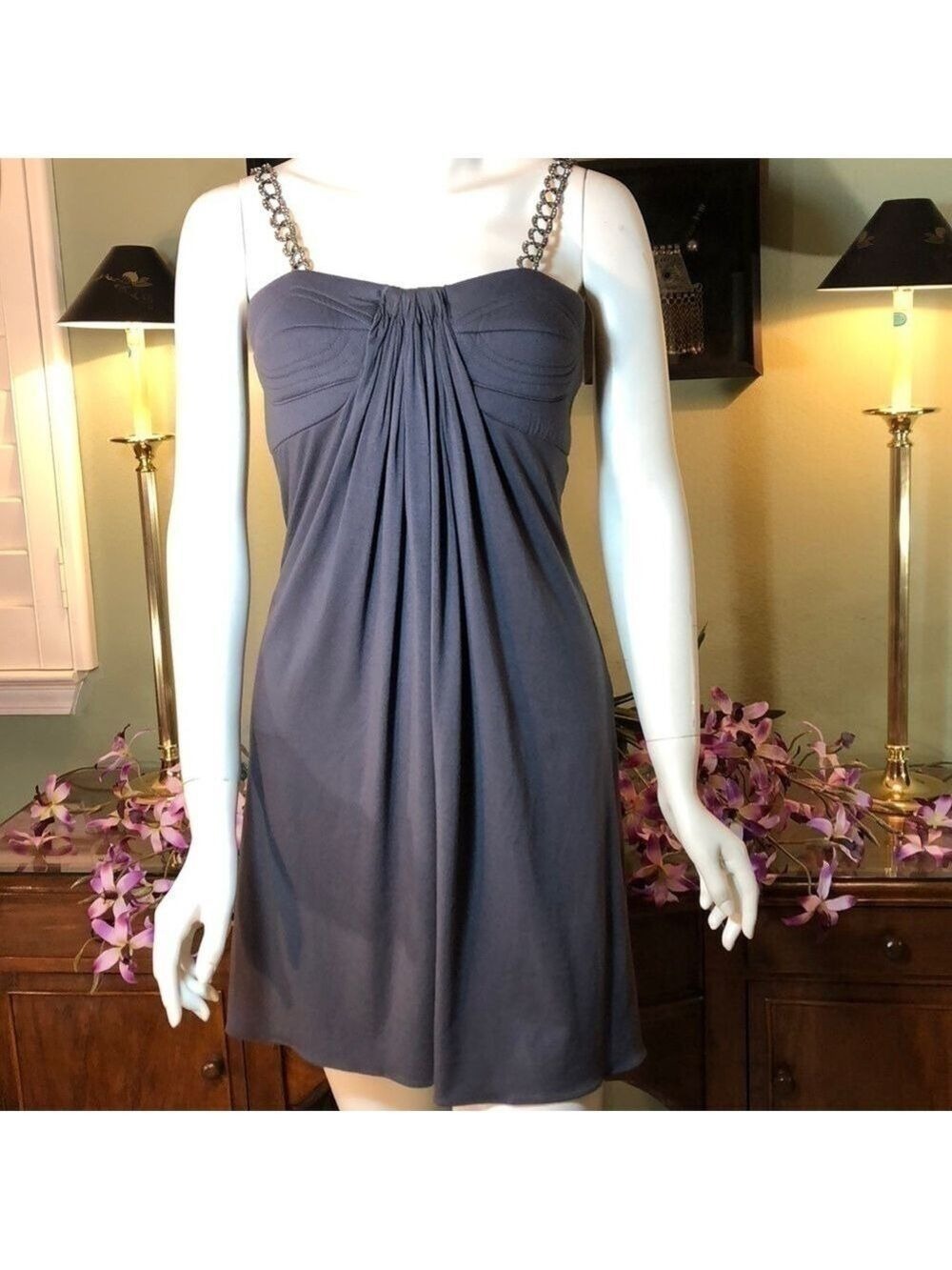bnwt - Sky Mini Charcoal Grey rhinestones straps